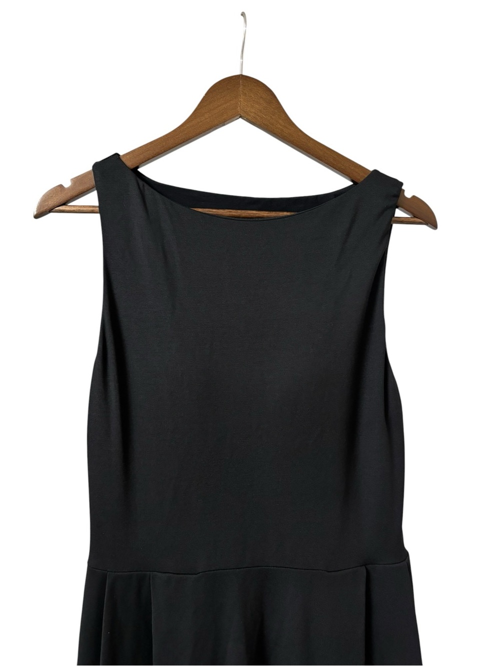 OGL Black sleeveless bamboo sculpting stretch ponte boatneck chic midi dress L - Picture 6 of 16